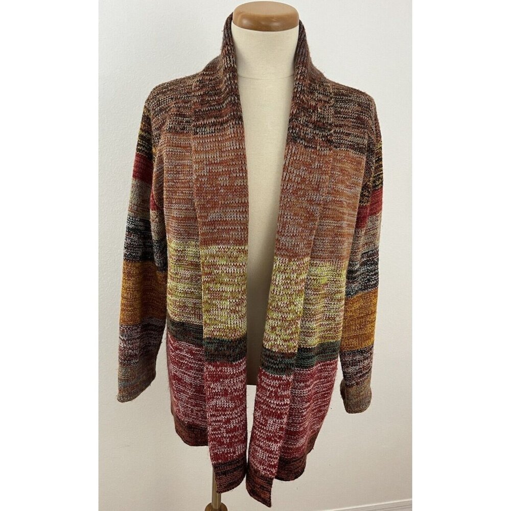 Vintage Barbara Lee Acrylic Cardigan Sweater Women's L Stripe Knit